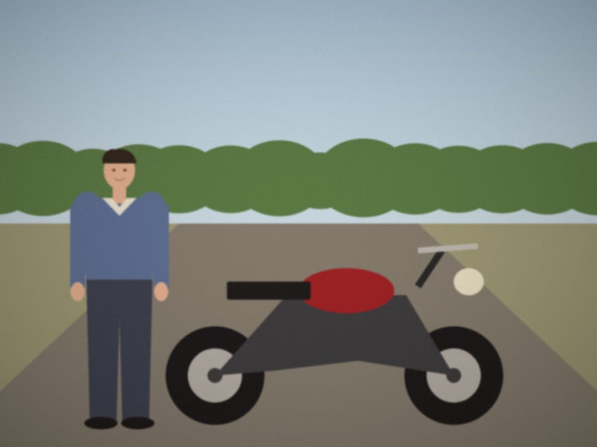 Dedko pri motorke Jawa – opravená a zafarbená
